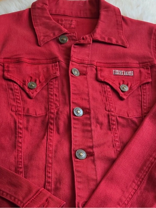 Hudson Jeans Jackets & Blazers - Designer Hudson Jeans Red Women’s Denim Jacket with Button Front